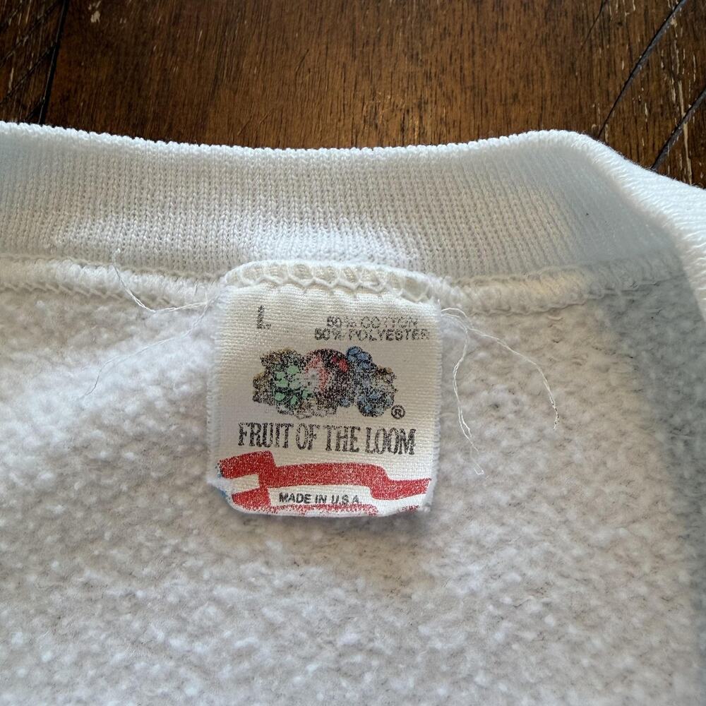Vintage Fruit Of The Loom Sweatshirt Mens Large White Where's Waldo 90s USA - Picture 6 of 8